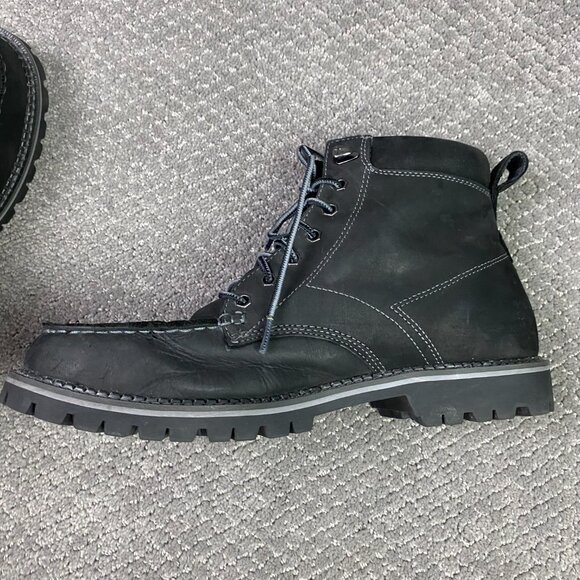 Eddie Bauer Severson Moc Toe Boots Men's 12 Black Leather Waterproof 4041-785 - Picture 10 of 14